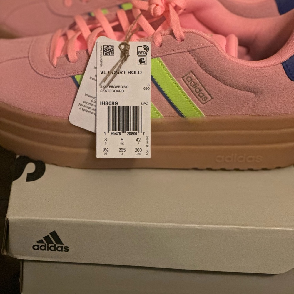 Adidas Women's Pink and Lime Sneakers NEW with box - Picture 3 of 3